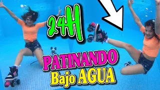 💦 !!PATINANDO bajo el AGUA!! 😱!!24 HORAS en PATINES!! 💦 !!VIVIENDO BAJO EL AGUA POR un DÍA!!