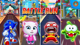 Talking Tom Hero Dash 🆚 Angela Tom Gold Run 🆚 Sonic 🆚 Om Nom | Who is best ?