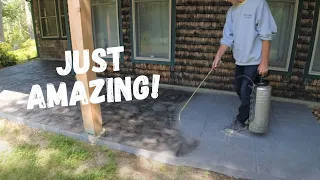 How To Pour and Stamp a Concrete Patio slab | Using Liquid Release