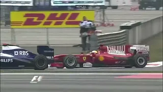 Felipe Massa overtake on Rubens Barrichello Chinese GP 2010