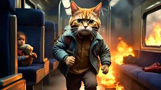 fire broke out in the train 🔥 ginger cat burn 😭#pets #meow #@Pets646 #cat#emotional