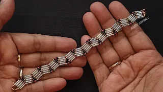 ⚜️ Gorgeous Bracelet with Bugle beads & Seed beads/How to make beaded Jewelry/Pulsera Tutorial diy