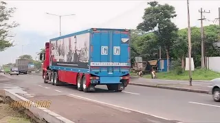 Truck spotting Busy street full of trucks buses trailer container trucks very busy highway Spotting