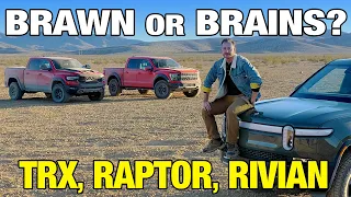 Ram TRX vs. Ford Raptor vs. Rivian R1T | Which Pickup Truck Is More Fun? | Off-Road, HP & More