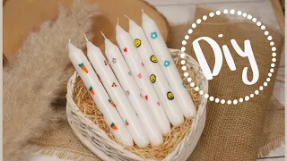 Kerzen bemalen - Handbemalte Stabkerzen - Muttertag - Kerzenfarben Kerzen Pen - Hand Painted Candles
