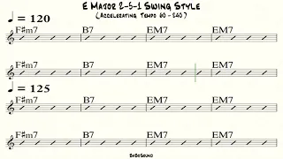 E Major (2-5-1) / Backing Track For Drum (Accelerating Tempo 60-240) / Swing Style