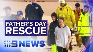 Rising tide traps bushwalking family atop cliff overnight | Nine News Australia