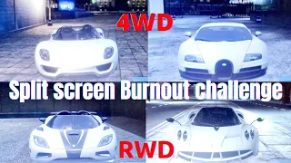 Top 4 fastest hypercars on NFS Most Wanted (2012) Burnout challenge #splitscreen #gameplay