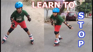 HOW TO STOP IN INLINE SKATES - LEARN HOW TO STOP ON ROLLERBLADES! ✋ (inline skating tutorial)