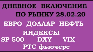 Дневное включение по рынку.28.02 Доллар, Евро, Нефть, SP 500, VIX, DXY, РТС фьючерс,  Индексы