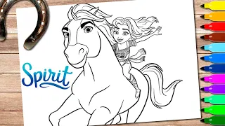 Colouring Spirit the Horse and Friend Lucky | Spirit Untamed