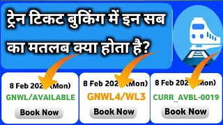 What is mean GNWL/AVAILABLE, CURR_AVAILABLE etc.| ट्रेन टिकट बुकिंग में इन सब का मतलब क्या होता है?