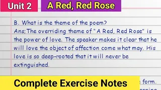 A Red Red Rose Exercise | Class 11 English Poem by Robert Burns | Question Answers