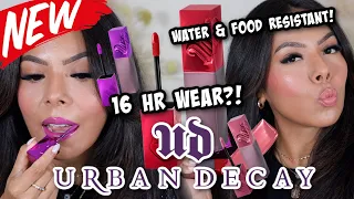 NEW🔥URBAN DECAY VICE LIP BOND LIPSTICKS REVIEW + WEAR TEST + SWATCHES!!! (WATER & FOOD TEST! )