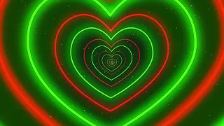 12 HOUR LONG Neon Lights Heart Tunnel  💜💙💚  HD Vj loop Red and Green #hearttunnel