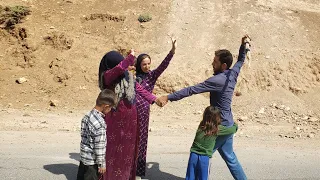 Separation of two nomadic women: Mom and baby going to the place they built