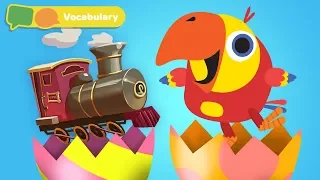 Learn First Words w Larry The Bird - Trains for Kids | Toddler Learning Video | First University