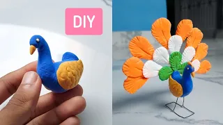 DIY Clay peacock 🇮🇳 🦚  : tutorial #shorts