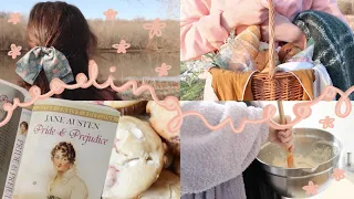 SPRING READING VLOG🍰🥐🌸| reading jane austen, picnicking, and baking muffins!