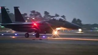 Full Afterburner Take Off -  F-35 and F-15 -  Night Flying - RAF Lakenheath 16-08-22