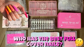 WHO HAS THE BEST FULL COVER NAILS? Soft gel nails vs. Plastic + biggest tips for larger nail beds 💕