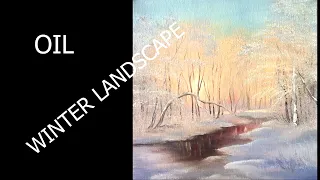 Oil Painting. Winter Landscape