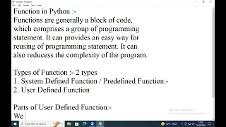 LECTURE 20: FUNCTION AND ITS TYPES , WALRUS OPERATOR IN PYTHON || HINDI