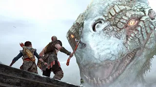 Kratos Throws His Axe and Awakens The World Serpent Jörmungandr 4K- God of War Scenes