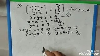 How to find the value of x,y, and z using matrices..