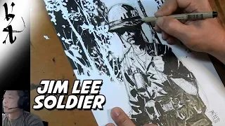 Jim Lee drawing a Soldier for Veterans Day