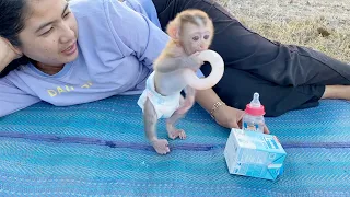 Hilarious Baby DAM Enjoy Playing Ring Ball After Drink Milk