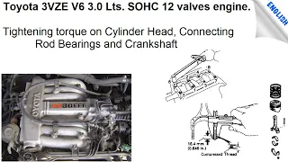 Toyota 3VZE V6 3.0 Lts SOHC 12 Valves Engine Tightening Torque on Cylinder Head, Connecting Rod