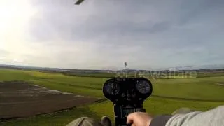 Autogyro plane makes an emergency landing and crashes