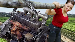 FULL VIDEO: Single mom repairs and restores old car engines, 4-cylinder diesel engines.