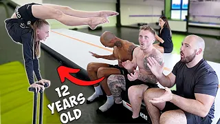 Male Gymnasts try 'Hand Balancing' Vs Youth Elite Acrobats!?