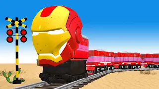 【踏切アニメ】あぶない電車 TRAIN Vs Friends Iron man🚦 踏切 Fumikiri 3D Railroad Crossing Animation