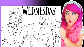 Coloring Wednesday, Thing & Xavier Coloring Pages | Wednesday Addams on Netflix | Ohuhu Art Markers