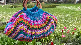 Crochet Granny Bag Tutorial // Spring Garden Granny Bag with Wooden Handles