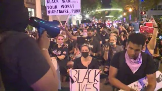 Protesters peacefully march through Downtown Norfolk Tuesday night