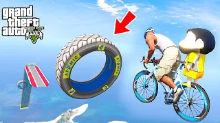 SHINCHAN AND FRANKLIN TRYING THE MOST DIFFICULT MEGA RAMP IN GTA 5!