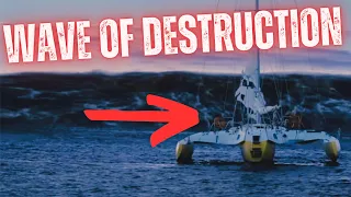 Catastrophic Rogue Wave | Crew Fight for Survival in Capsized Trimaran Boat