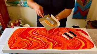 Marbled MONOCHROME Creation - Reversed Swipe WORKED beautifully Abstract Acrylic Fluid Art Painting