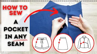 HOW TO draft and sew a pocket in any seam! Step-by-step!