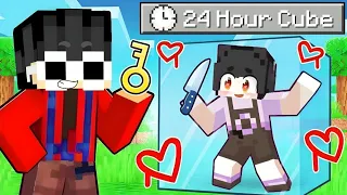 Locking CRAZY FAN GIRL in a 24 HOUR CUBE in Minecraft!