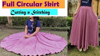 Make Full Flare Umbrella Skirt | Full Circular Skirt | English Subtitles | Stitch By Stitch