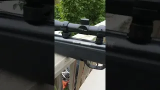 Shooting a Crosman shockwave at wood (scope view)