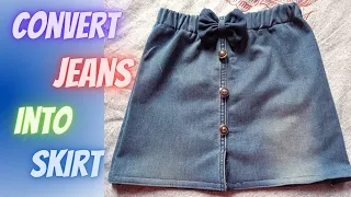 DIY: Convert old jeans into beautiful    skirt 9 to 10 years old / Purani jeans se skirt banaye