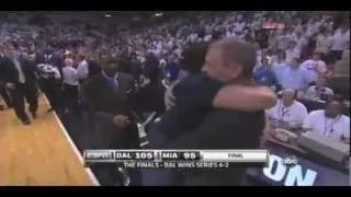 Emotional Dirk Nowitzki runs off court before end of game. 2011 NBA Finals