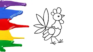 Drawing a Rooster & Coloring For Kids - Coloring Pages For Children  Rainbow Pencils