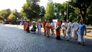 Одесса, август 2016, уличные музыканты, Street musicians, Вездесущие кришнаиты Страдивари)